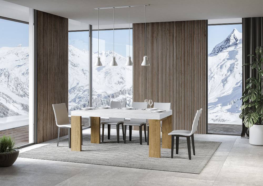 Itamoby Tavolo Roxell Mix Allungabile Piano Bianco Frassino Gambe Quercia Natura 90×180 Allungato 440