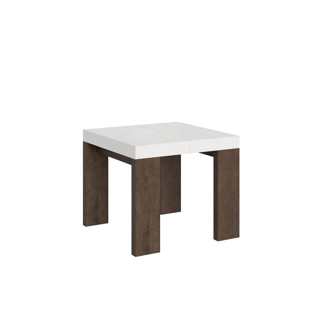 Itamoby Tavolo Roxell Mix Allungabile Piano Bianco Frassino Gambe Noce 90×90 Allungato 246