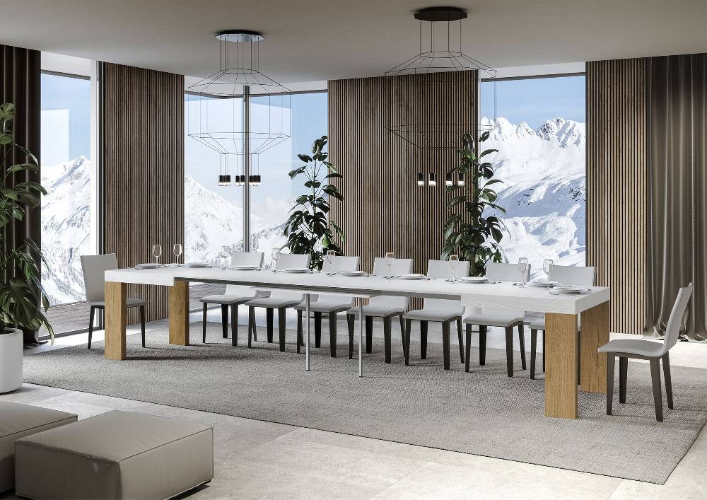 Itamoby Tavolo Roxell Mix Allungabile Piano Bianco Frassino Gambe Quercia Natura 90×160 Allungato 264