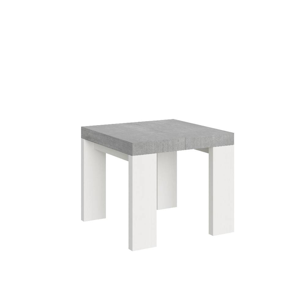 Itamoby Tavolo Roxell Mix Allungabile Piano Cemento Gambe Bianco Frassino 90×90 Allungato 246