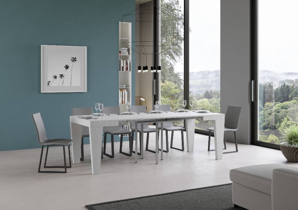 Itamoby Tavolo Spimbo Allungabile Bianco Frassino 90×90 Allungato 246