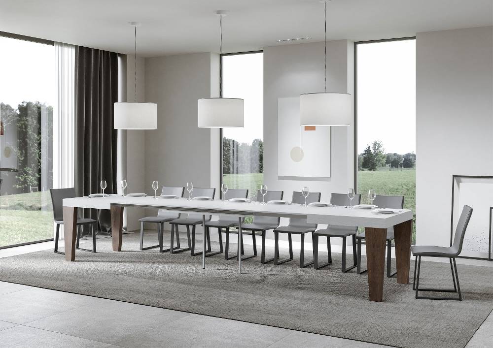 Itamoby Tavolo Spimbo Mix Allungabile Piano Bianco Frassino Gambe Noce 90×160 Allungato 264