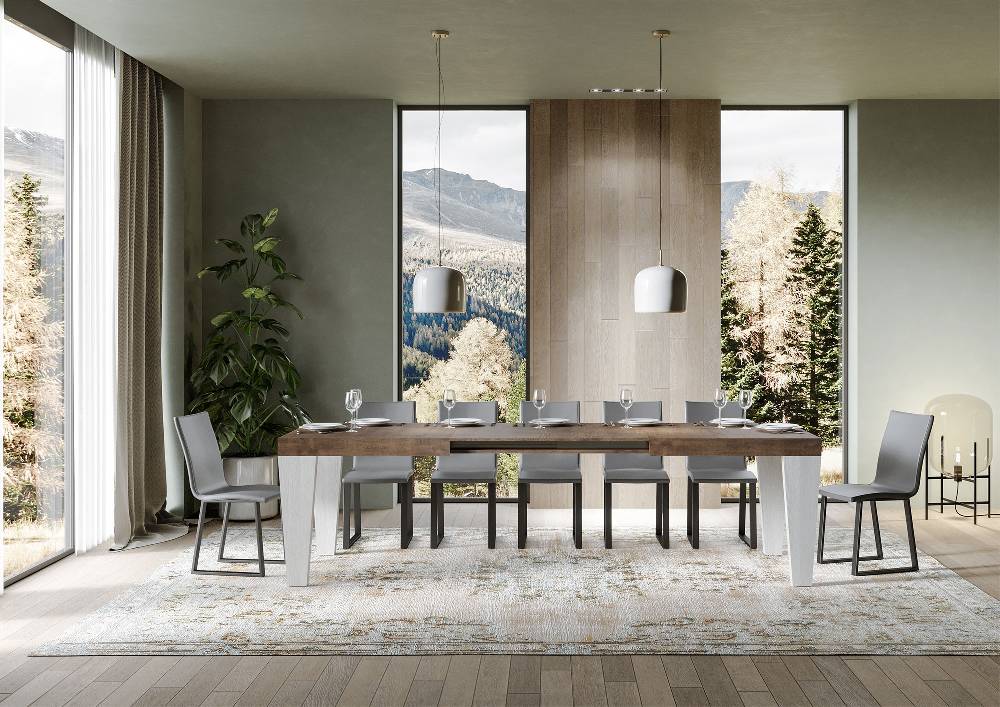 Itamoby Tavolo Spimbo Mix Allungabile Piano Noce Gambe Bianco Frassino 90×180 Allungato 284