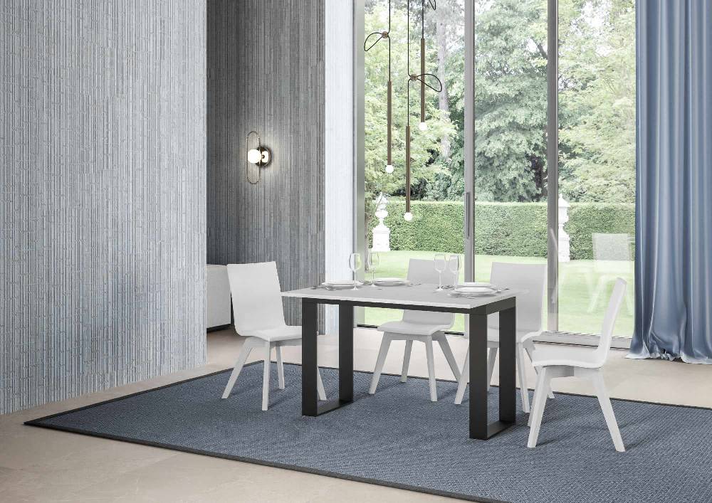 Itamoby Tavolo Tecno Double Bianco Frassino 120×45 Aperto/Allungato120x90/200×90 Gambe/telaio Antracite