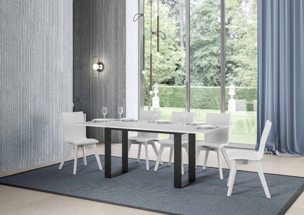 Itamoby Tavolo Tecno Double Bianco Frassino 120×45 Aperto/Allungato120x90/200×90 Gambe/telaio Antracite