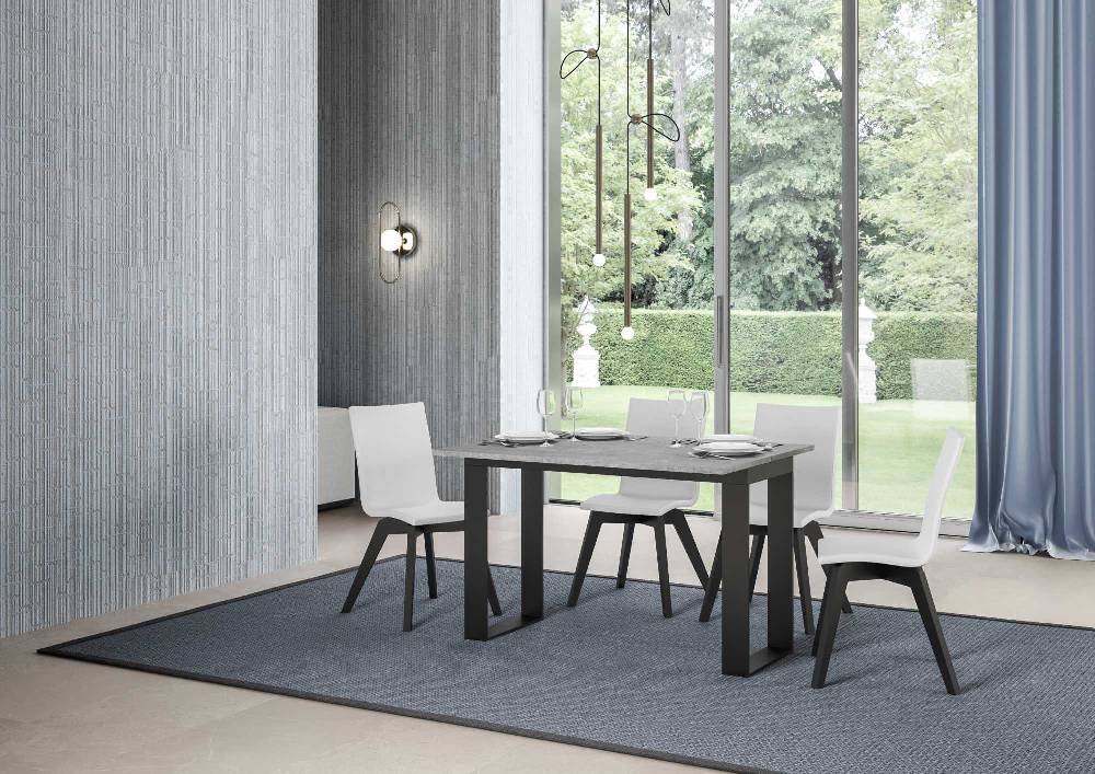 Itamoby Tavolo Tecno Double Cemento 120×45 Aperto 120×90 Gambe/telaio Antracite