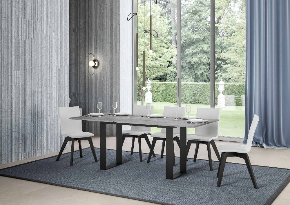 Itamoby Tavolo Tecno Double Cemento 120×45 Aperto/Allungato120x90/200×90 Gambe/telaio Antracite