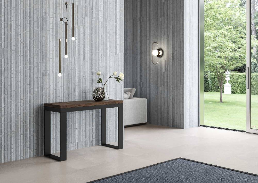 Itamoby Tavolo Tecno Double Noce 120×45 Aperto 120×90 Gambe/telaio Antracite