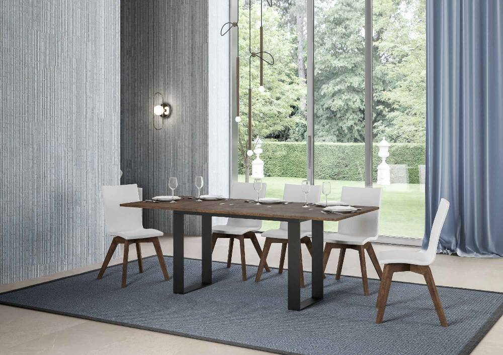 Itamoby Tavolo Tecno Double Noce 120×45 Aperto/Allungato120x90/200×90 Gambe/telaio Antracite