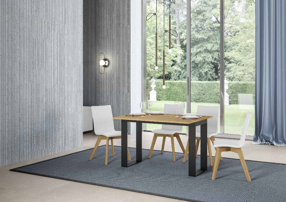 Itamoby Tavolo Tecno Double Quercia Natura 120×45 Aperto/Allungato120x90/200×90 Gambe/telaio Antracite