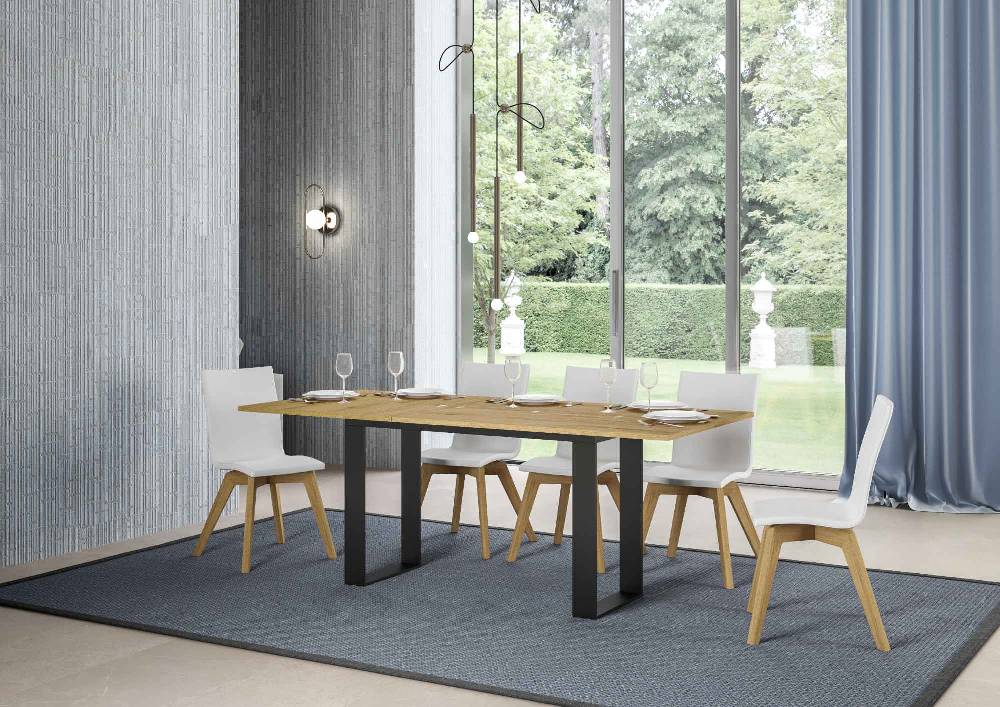 Itamoby Tavolo Tecno Double Quercia Natura 120×45 Aperto/Allungato120x90/200×90 Gambe/telaio Antracite
