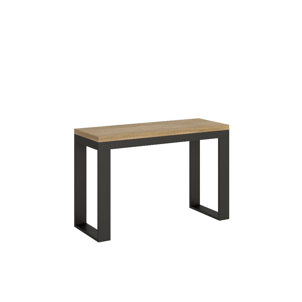 Itamoby Tavolo Tecno Double Quercia Natura 120×45 aperto/Allungato120x90/200×90 gambe/telaio Antracite