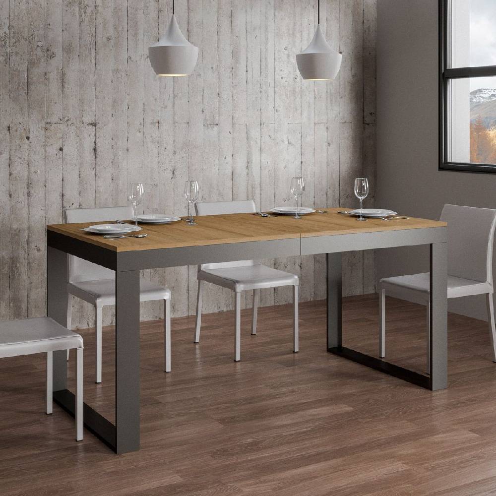 Itamoby Tavolo Tecno Evolution Piano Quercia Natura 90×180 Allungato 90×284 Telaio Antracite