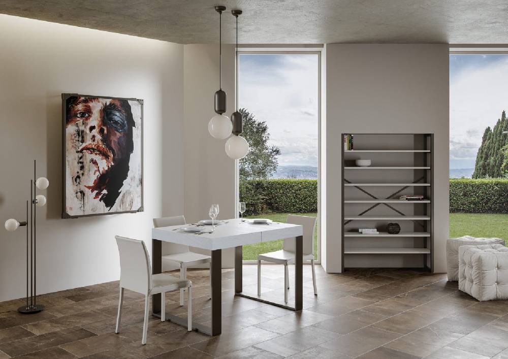 Itamoby Tavolo Tecno Premium Allungabile Piano Bianco Frassino 90×130 Allungato 234 Telaio Antracite