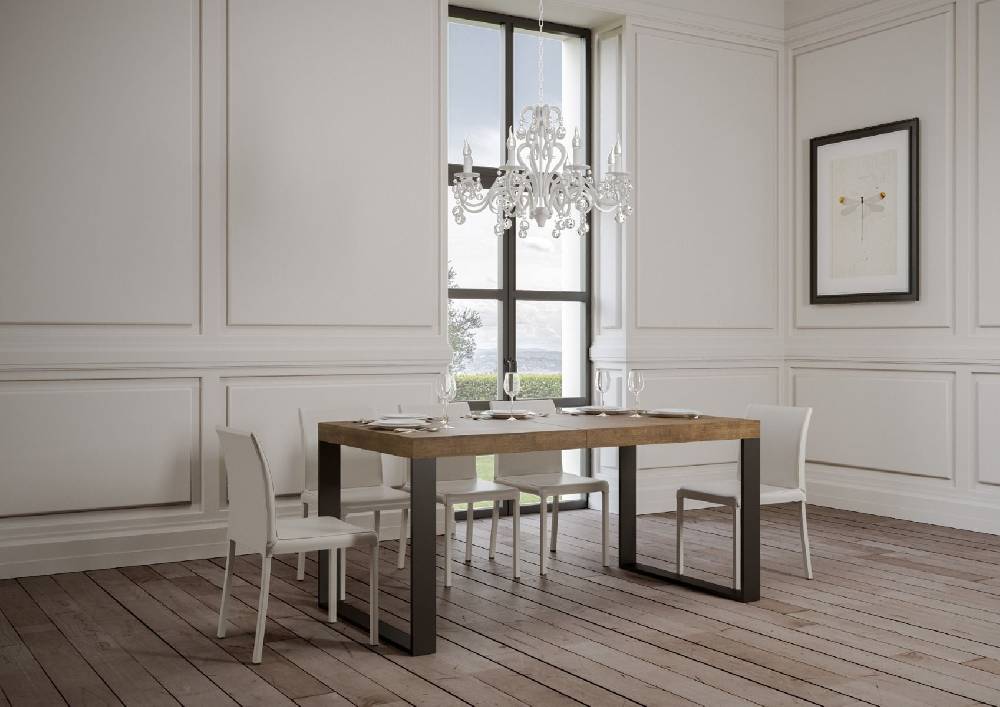 Itamoby Tavolo Tecno Premium Allungabile Piano Noce 90×180 Allungato 440 Telaio Antracite