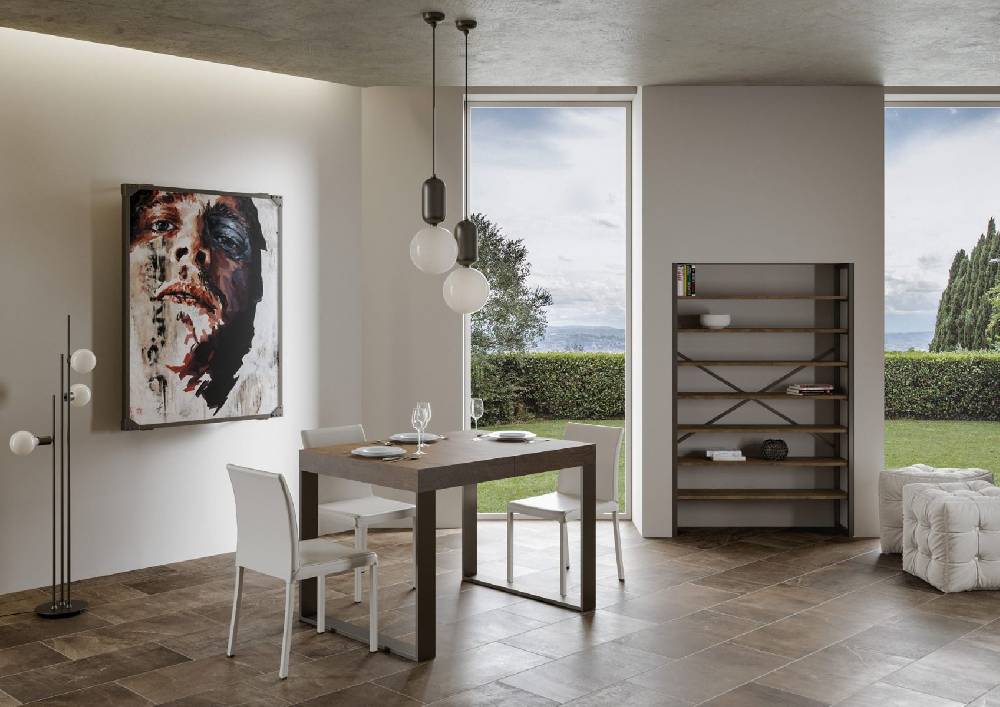 Itamoby Tavolo Tecno Premium Allungabile Piano Noce 90×180 Allungato 284 Telaio Antracite