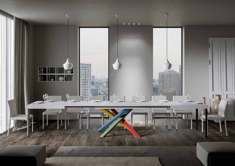 Itamoby Tavolo Volantis Allungabile Piano Bianco Frassino 90×160 Allungato 420 Telaio 4/B