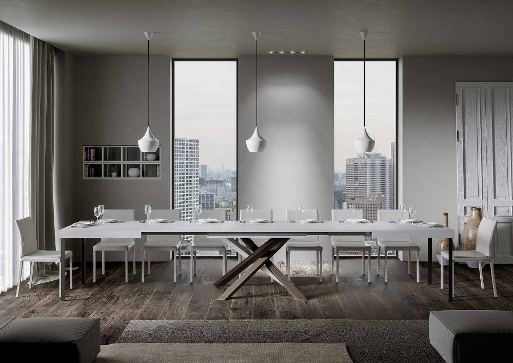 Itamoby Tavolo Volantis Allungabile Piano Bianco Frassino 90×180 Allungato 440 Telaio 4/C