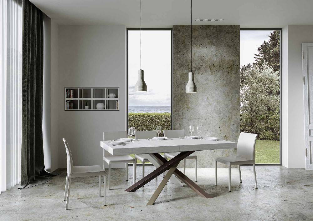 Itamoby Tavolo Volantis Allungabile Piano Bianco Frassino 90×180 Allungato 284 Telaio 4/C