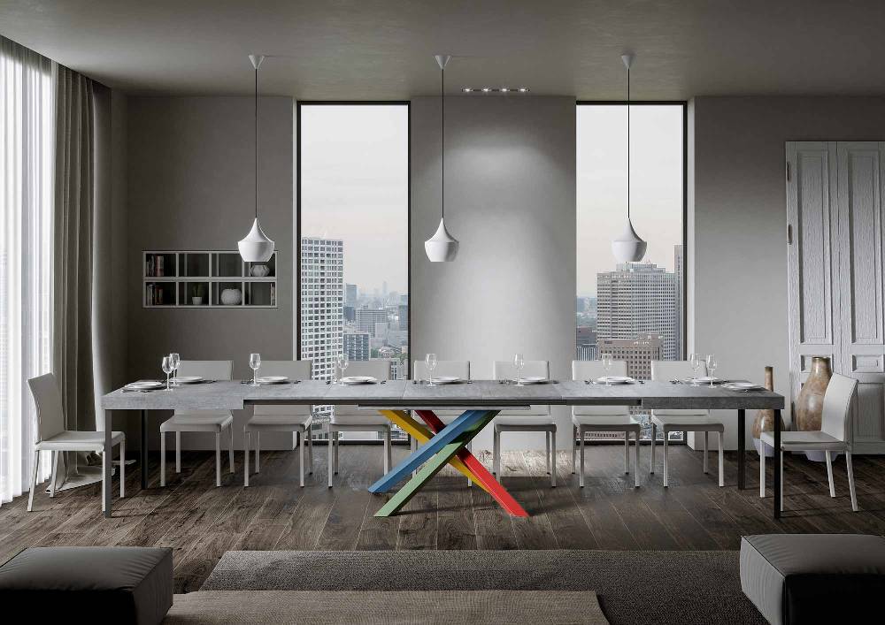 Itamoby Tavolo Volantis Allungabile Piano Cemento 90×160 Allungato 420 Telaio 4/B