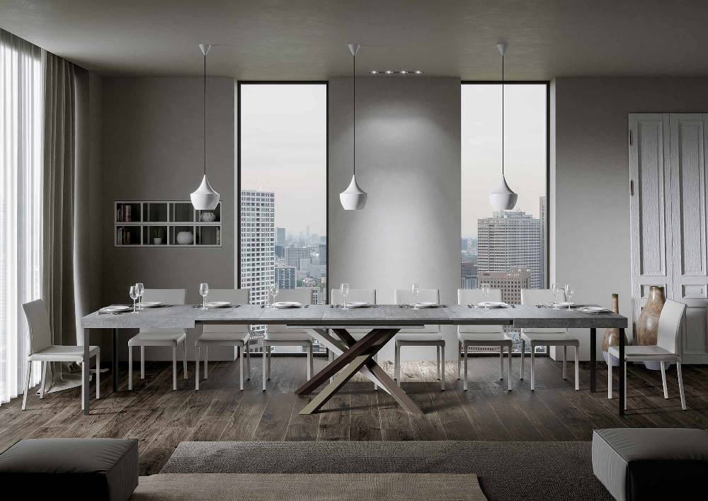 Itamoby Tavolo Volantis Allungabile Piano Cemento 90×160 Allungato 420 Telaio 4/C