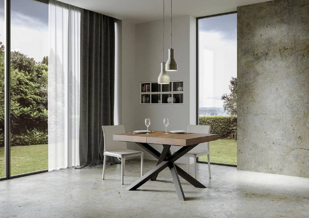 Itamoby Tavolo Volantis Allungabile Piano Noce 90×130 Allungato 390 Telaio Antracite