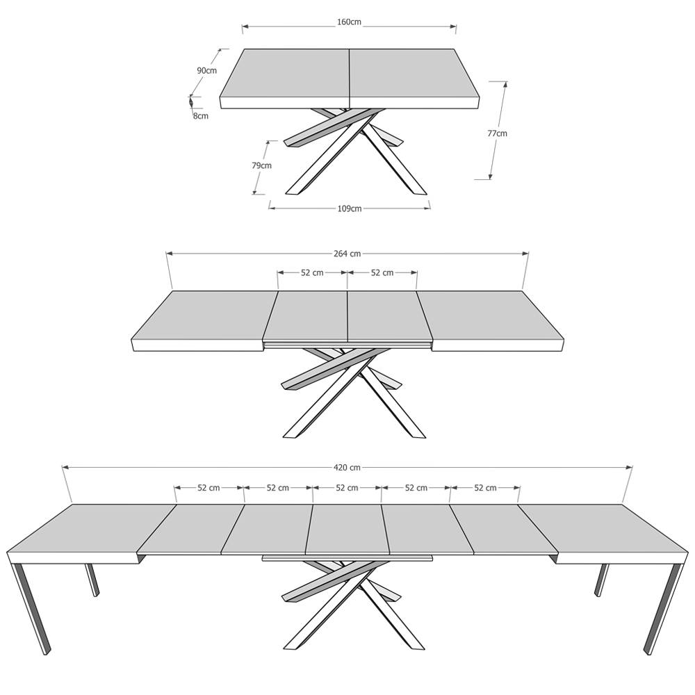 Itamoby Tavolo Volantis Allungabile Piano Noce 90×160 Allungato 420 Telaio 4/B