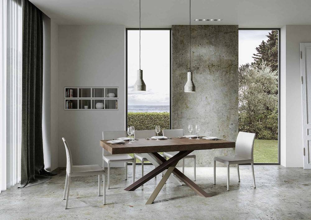 Itamoby Tavolo Volantis Allungabile Piano Noce 90×160 Allungato 264 Telaio 4/C