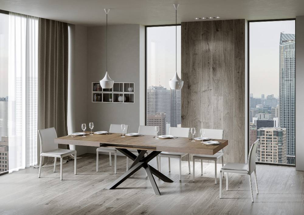 Itamoby Tavolo Volantis Allungabile Piano Noce 90×180 Allungato 440 Telaio Antracite