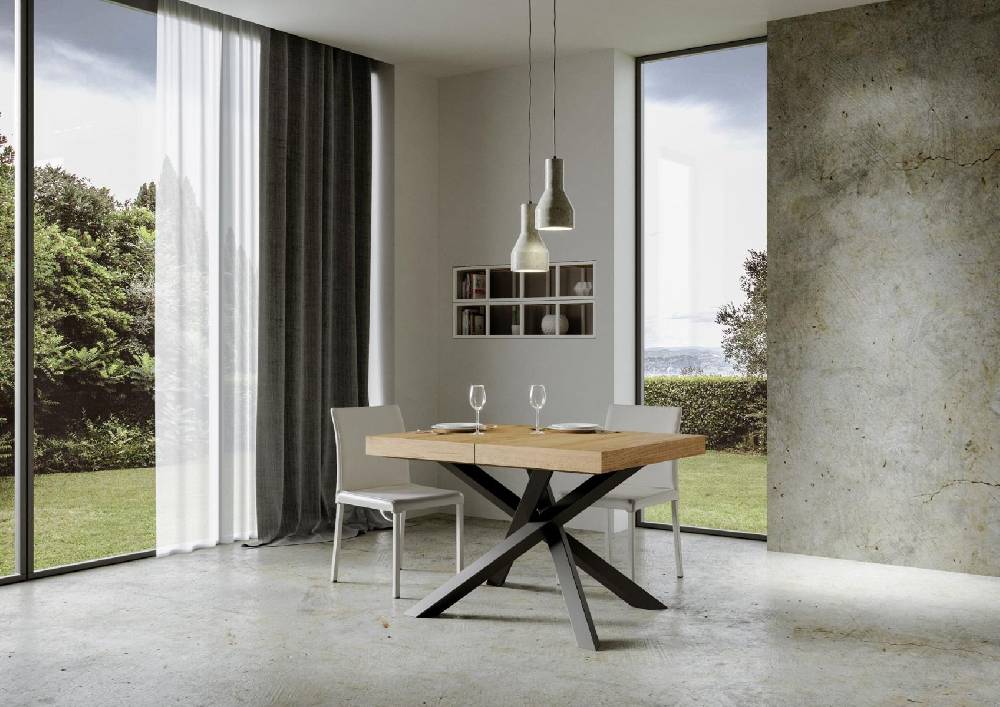 Itamoby Tavolo Volantis Allungabile Piano Quercia Natura 90×130 Allungato 390 Telaio Antracite