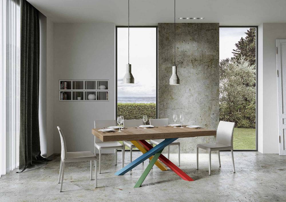 Itamoby Tavolo Volantis Allungabile Piano Quercia Natura 90×160 Allungato 264 Telaio 4/B