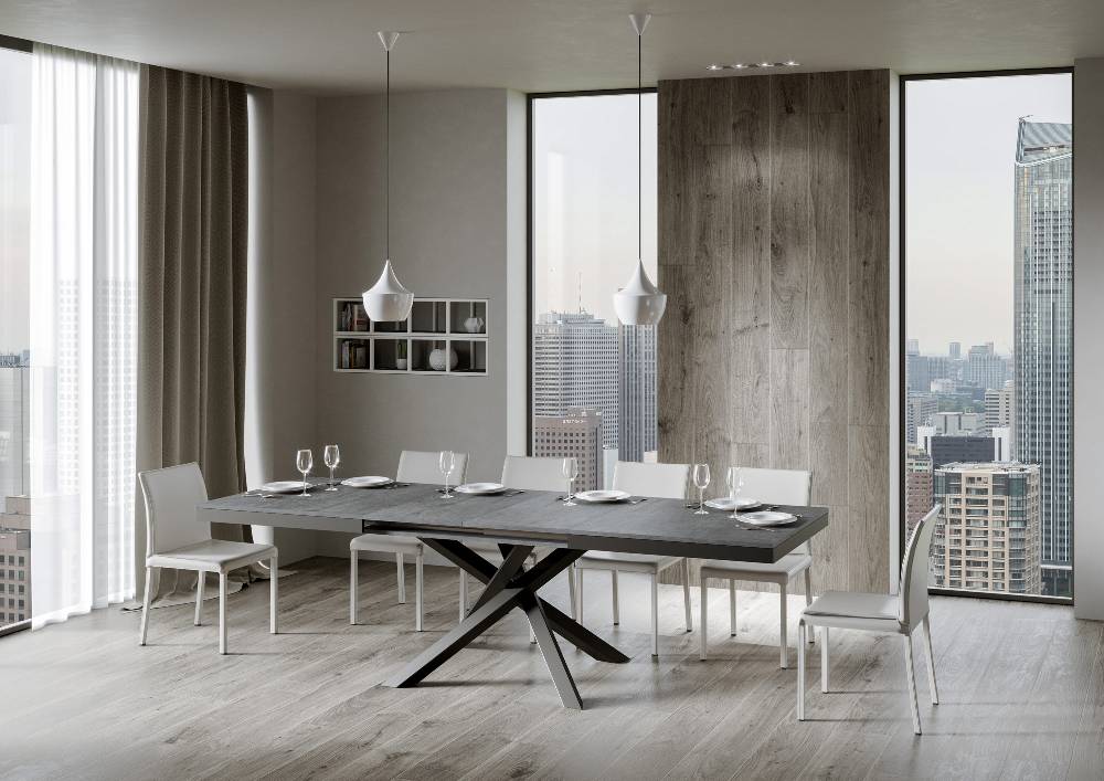 Itamoby Tavolo Volantis Evolution Piano Cemento 90×180 Allungato 284 Telaio Antracite