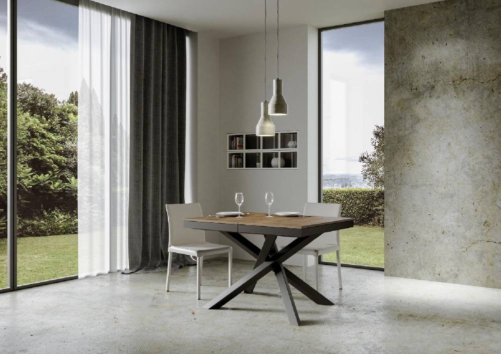 Itamoby Tavolo Volantis Evolution Piano Noce 90×120 Allungato 380 Telaio Antracite