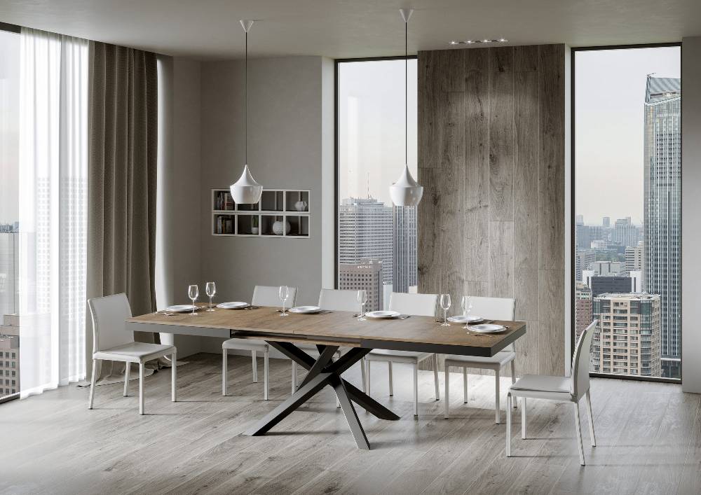 Itamoby Tavolo Volantis Evolution Piano Noce 90×160 Allungato 264 Telaio Antracite