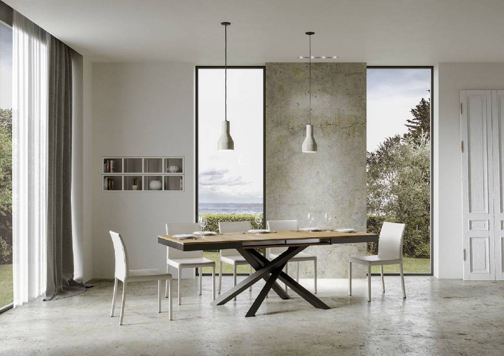 Itamoby Tavolo Volantis Evolution Piano Quercia Natura 90×180 Allungato 440 Telaio Antracite