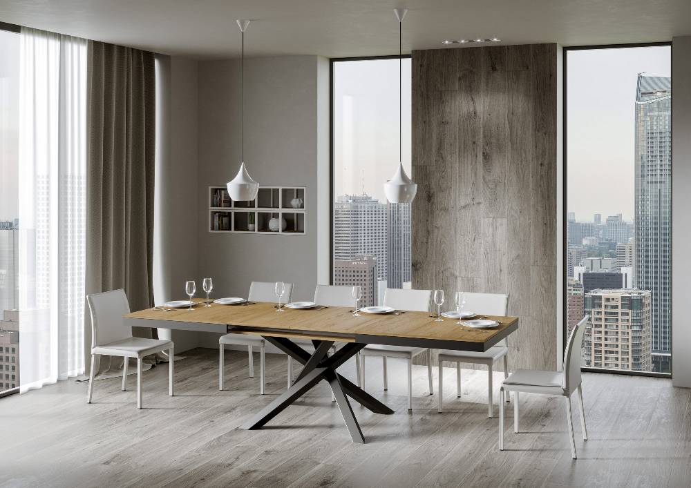 Itamoby Tavolo Volantis Evolution Piano Quercia Natura 90×160 Allungato 420 Telaio Antracite