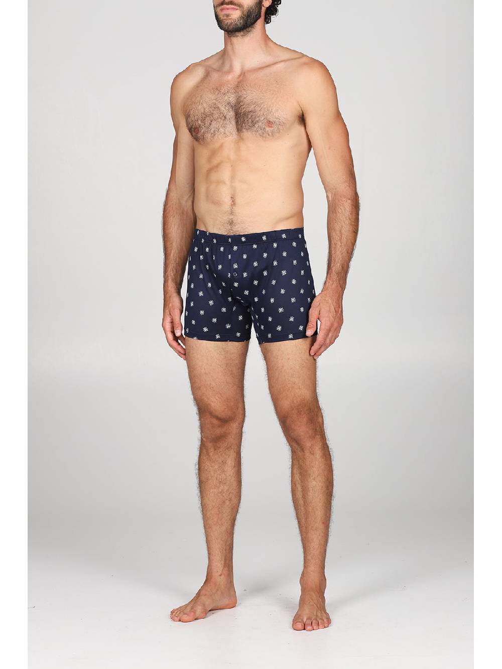 Julipet Boxer Lungo In Setoso Puro Cotone Mercerizzato Con Disegno "bussola"