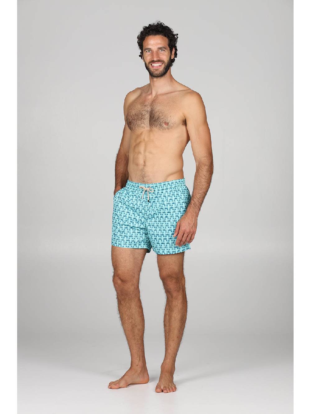 Julipet Boxer Mare In Leggera Tela Di Microfibra, Con Disegno "palme" Ad Alta Definizione