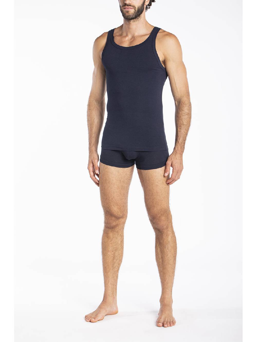 Julipet Canottiera Blu In Jersey Di Cotone Elasticizzato