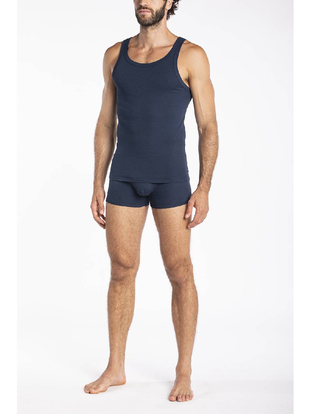 Julipet Canottiera Blu In Jersey Di Cotone Elasticizzato Taglio Moderno E Confortevole