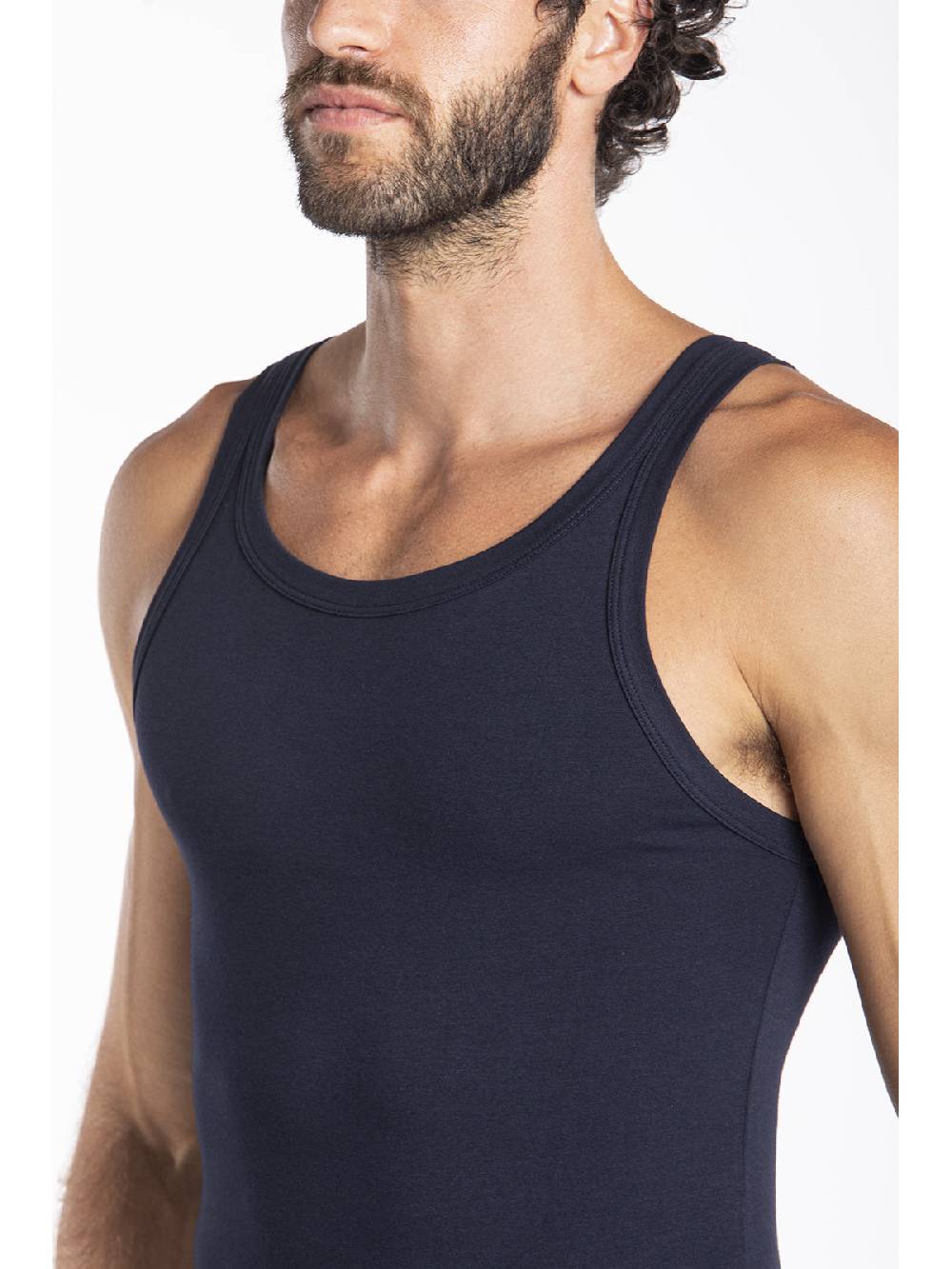 Julipet Canottiera blu in jersey di cotone elasticizzato