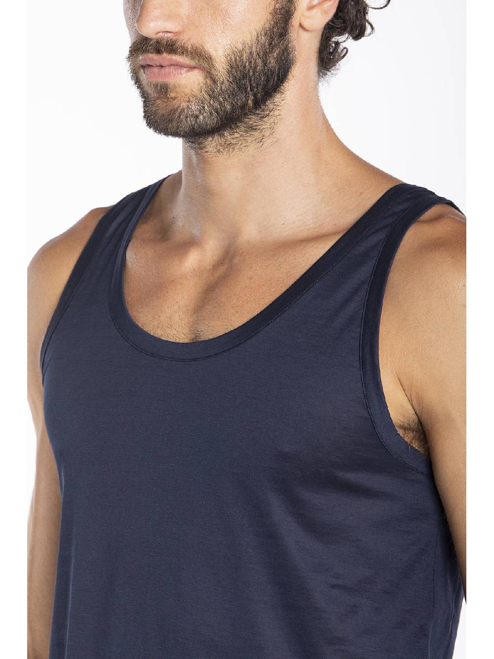 Julipet Canottiera Blu In Jersey Di Puro Cotone Mercerizzato E Gasato