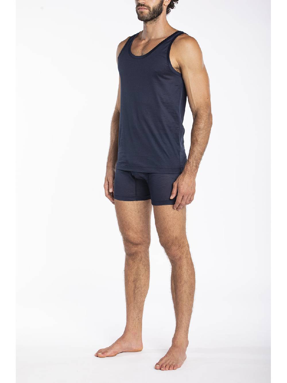 Julipet Canottiera Blu In Jersey Di Puro Cotone Mercerizzato E Gasato