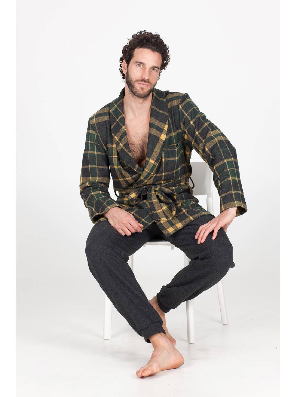 Julipet Giacca da camera in caldo jacquard di cotone