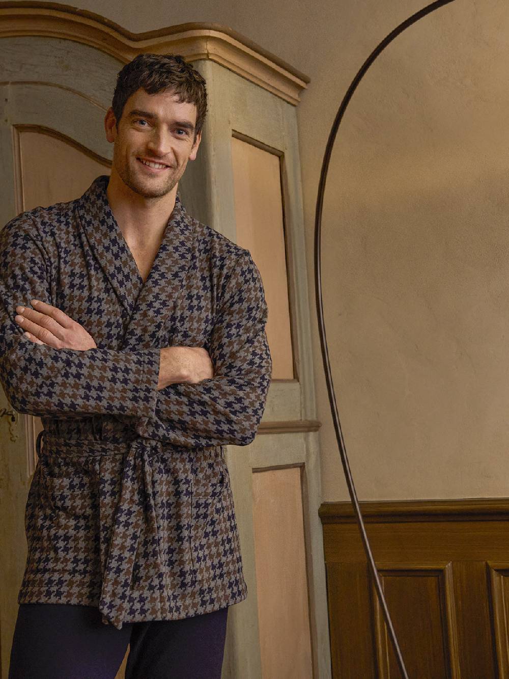 Julipet Giacca da camera in confortevole jacquard di cotone