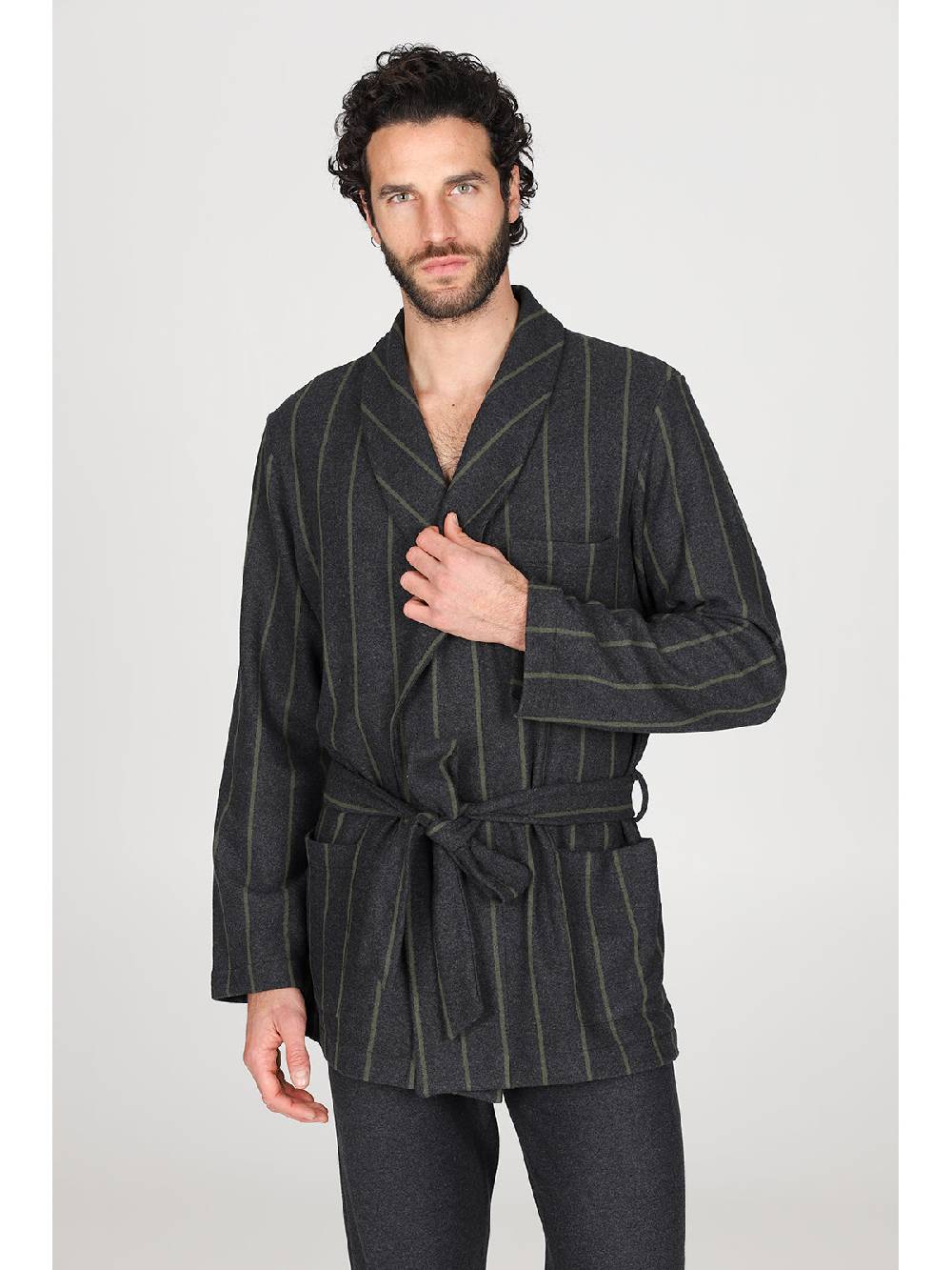 Julipet Giacca da camera in confortevole jacquard di cotone