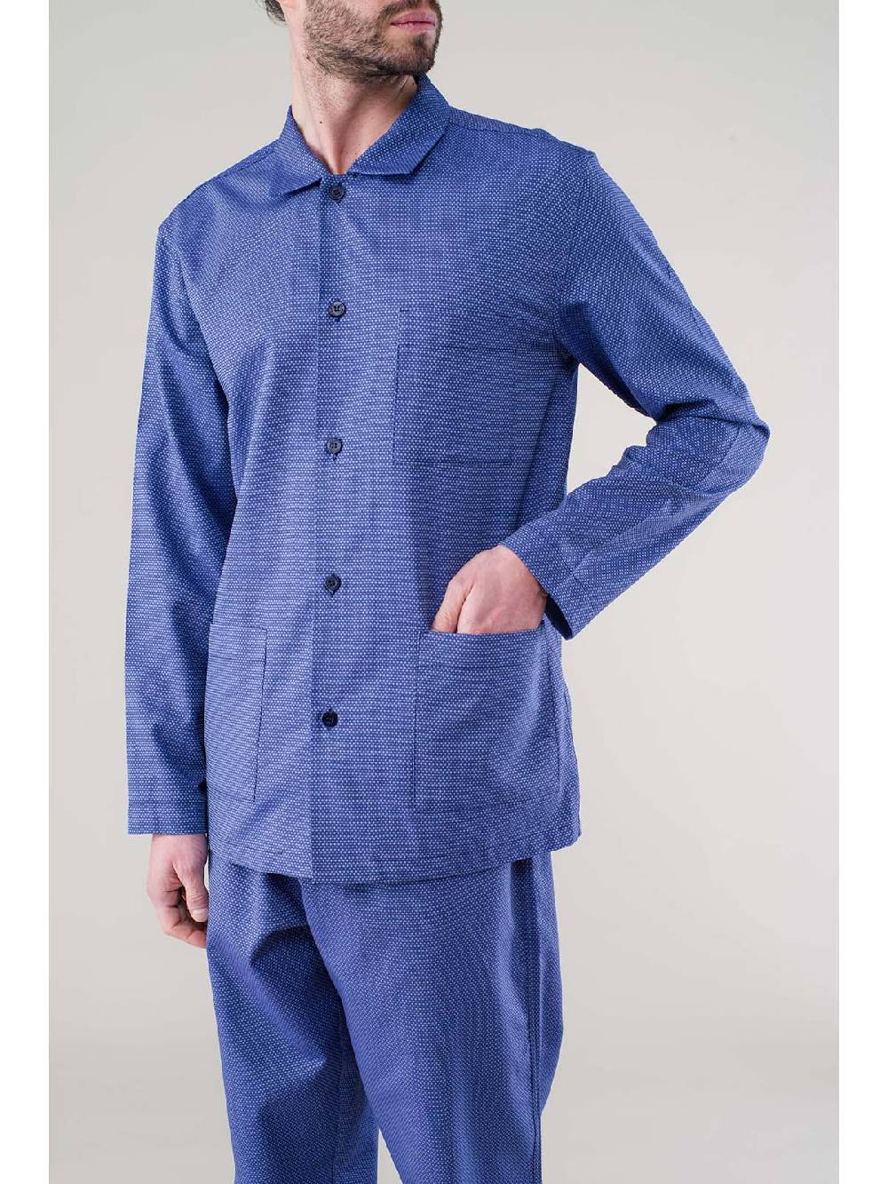 Julipet Pigiama Aperto In 100% Popeline Tinto Filo