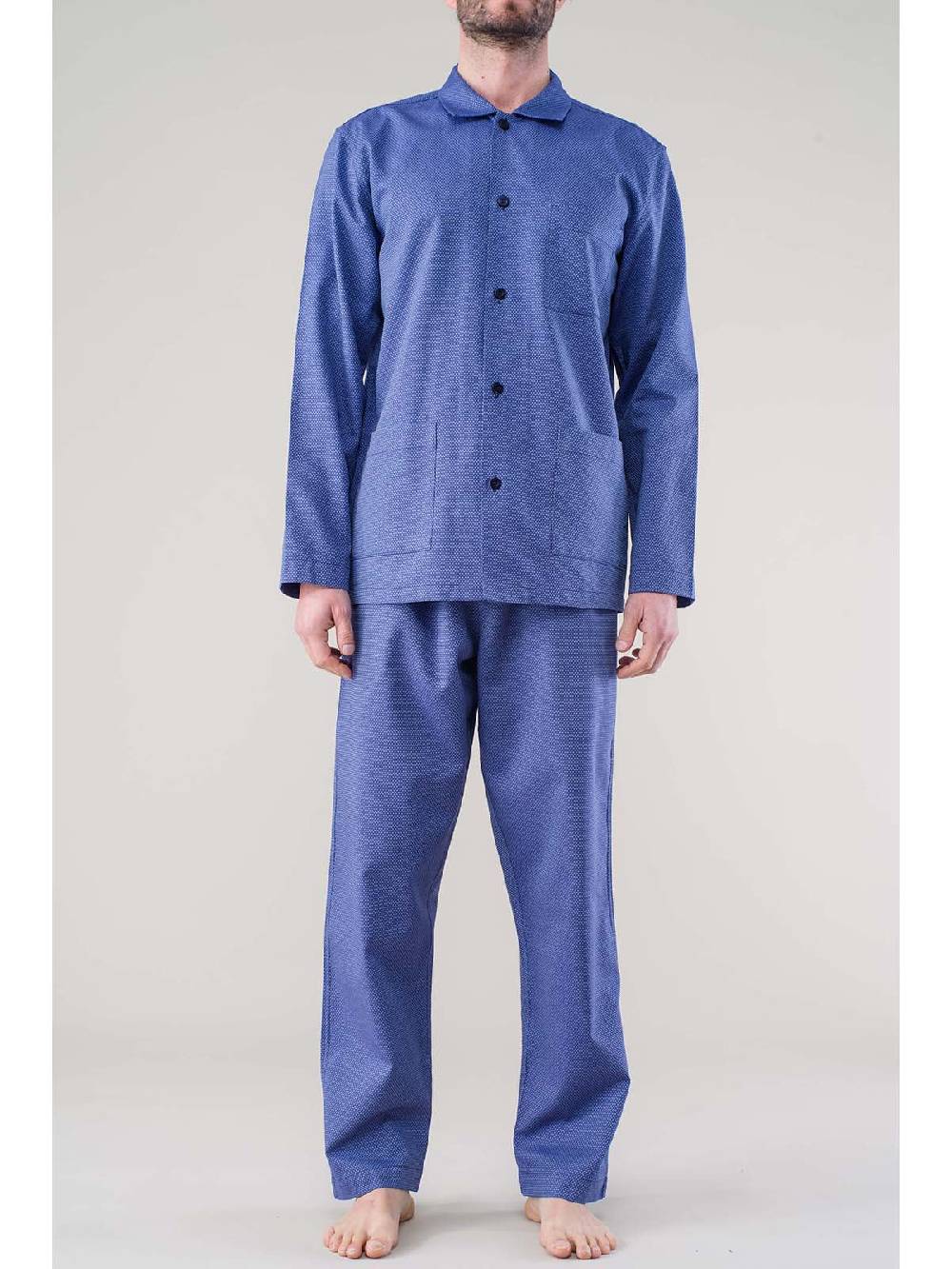 Julipet Pigiama aperto in 100% popeline tinto filo