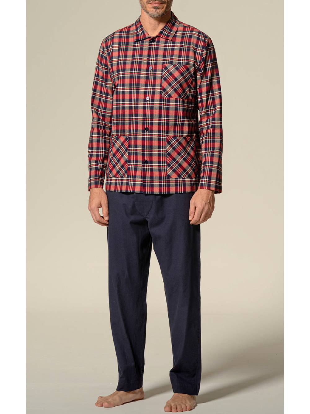 Julipet Pigiama aperto in flanella disegni tartan