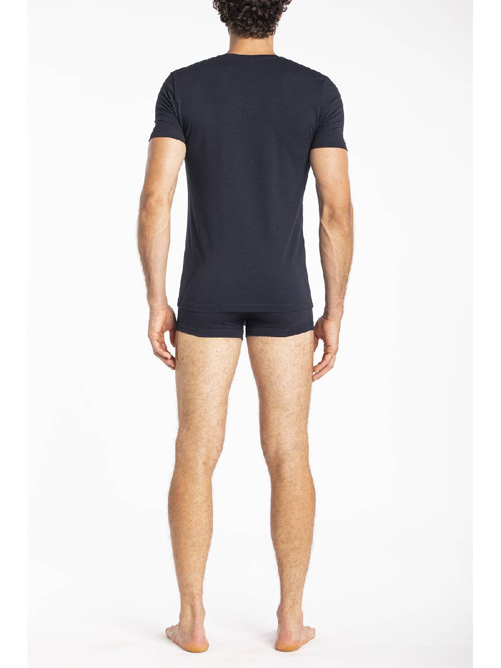 Julipet Maglietta Blu A V In Jersey Di Cotone Elasticizzato